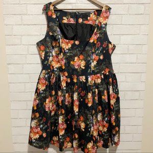 ASOS Curve Midi Black and Floral Sleeveless Dress